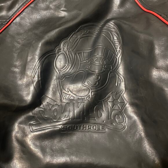 Southpole Varsity Style Faux Leather Bomber Jacket Size Large - Picture 4 of 6